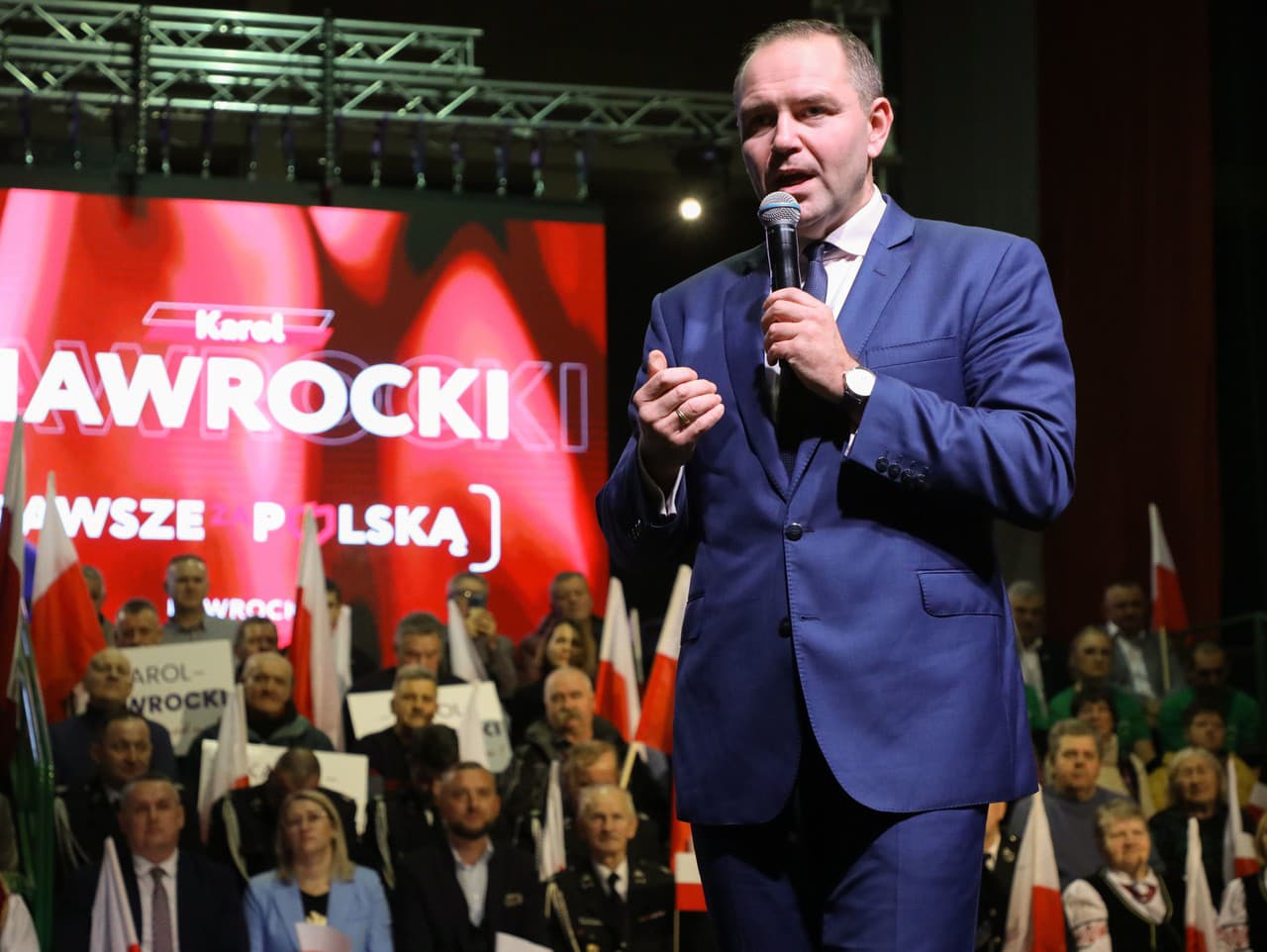 Poľský prezidentský kandidát Karol Nawrocki.