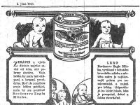 Reklama na knihu, ktorá mapovala zdravotný stav batoliat v časopise Americký Slovák, 2. júna 1925